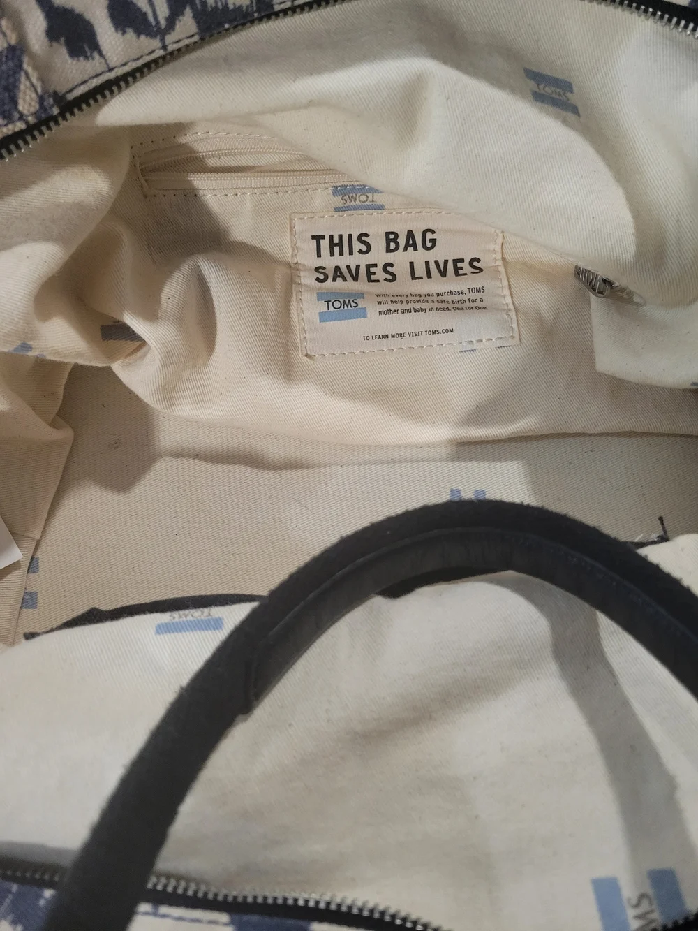 Toms Blue and Cream Patterned Satchel